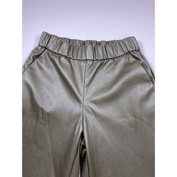 A New Day Target Faux Leather Pants Olive Green XS Pockets Elastic Waist Pull On - Picture 10 of 13